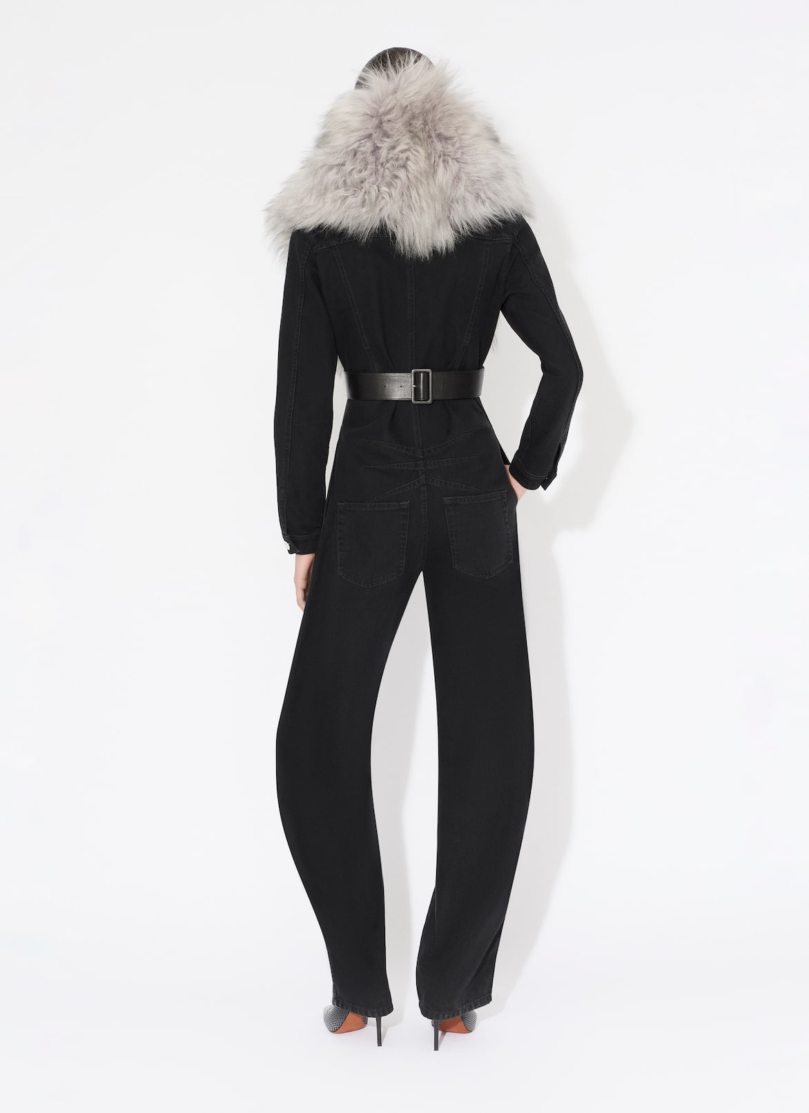 SHEARLING SCARF ALAÏA LIGHT GREY SHEARLING SCARF